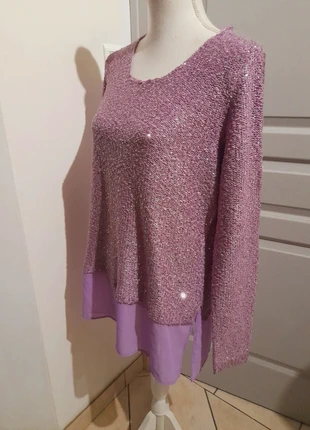 Pull paillettes parme femme Bodyflirt taille 46/48, merk: Bodyflirt, staat: Heel goed, maat: 4XL / 48 / 20, € 7,00, € 8,05 inclusief Kopersbescherming