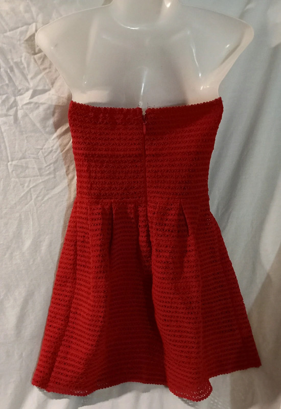 Forever 21 red rubber Strapless mini Dress small 4