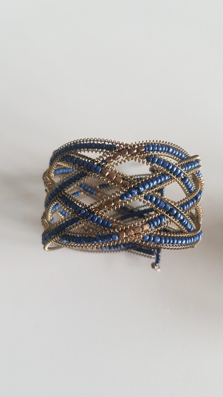 Bracelet bleu et or 3