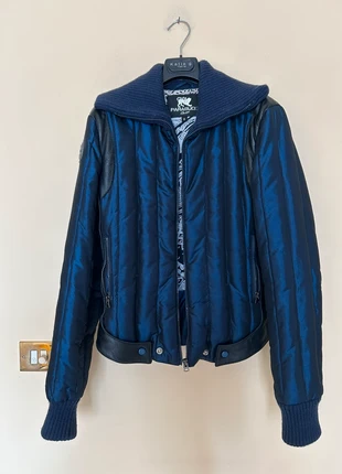 Piumino bomber blu notte con inserti in vera pelle Parasuco, marque: Vintage, état: Neuf sans étiquette, taille: S / 36 / 8, 40,00 €, 42,70 € Protection acheteurs incluse