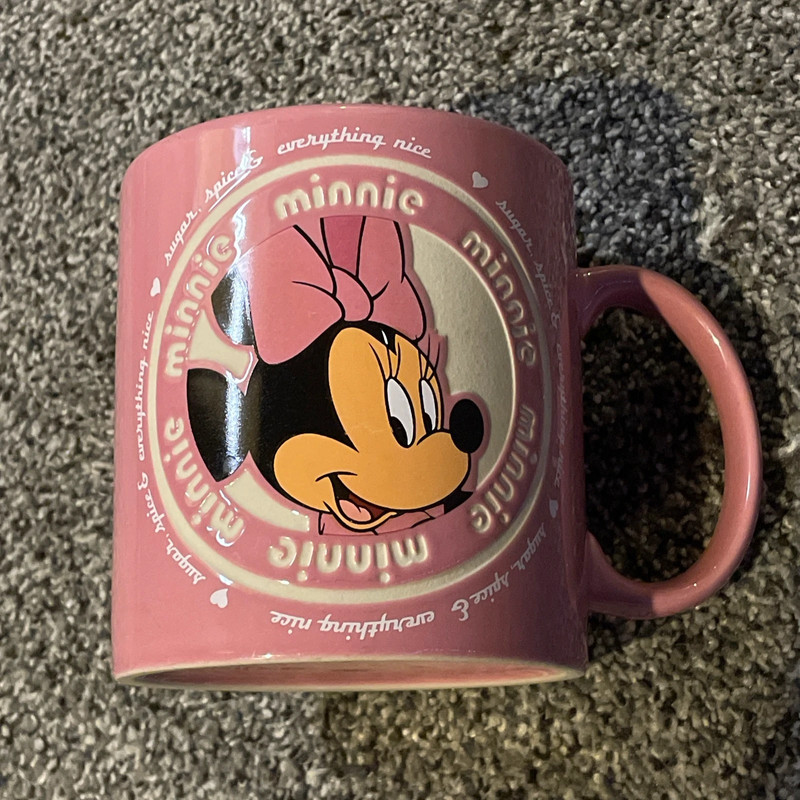 Disney Parks Minnie Mouse Coffee Mug/Cup Pink Sugar Spice Everything Nice 1