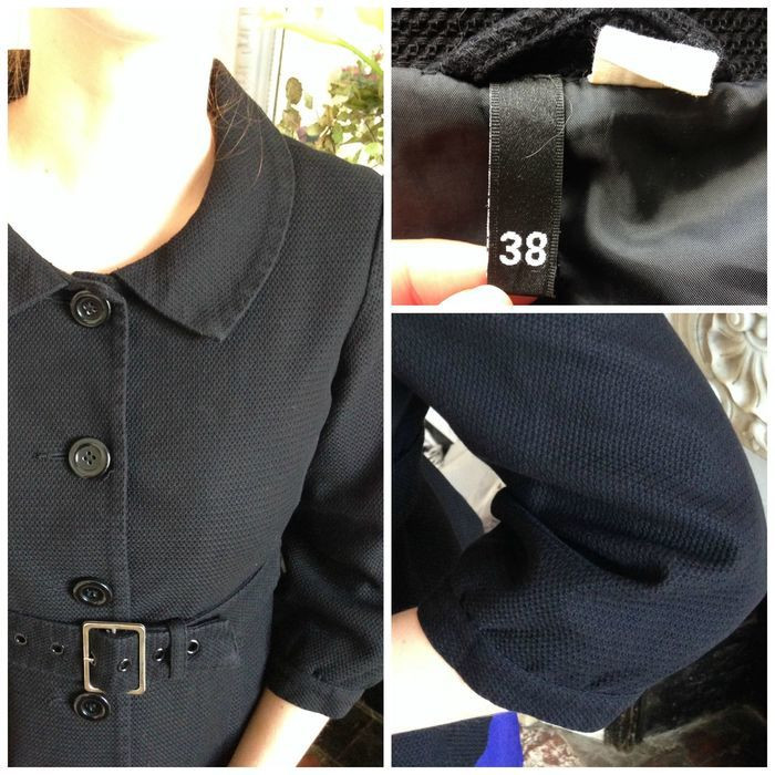 veste noire ceinturée style rétro manches trois quart 5
