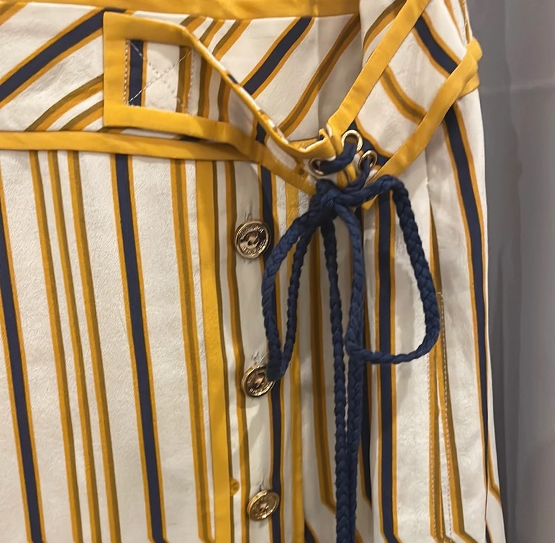 Tory Burch Adora Shore Khaki Stripes Silk Mini Dress Size 4 2