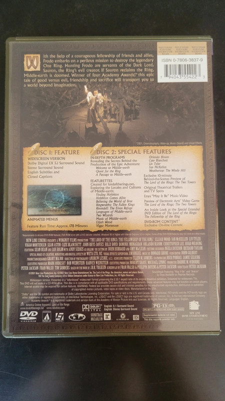 Lord of the rings The fellowship of the ring dvd 2