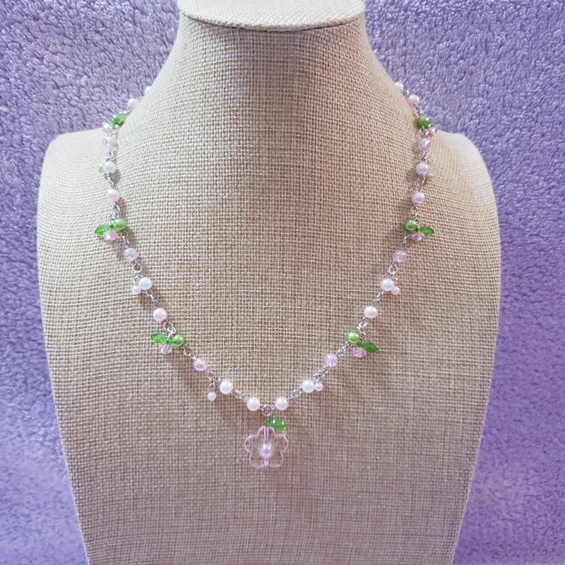 Pink Flower Necklace 1