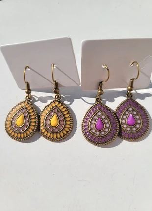 Lot de 2 boucles d'oreilles style boheme violet jaune pour femme neuf, marque: Boheme, état: Neuf sans étiquette, 6,00 €, 7,00 € Protection acheteurs (Pro) incluse