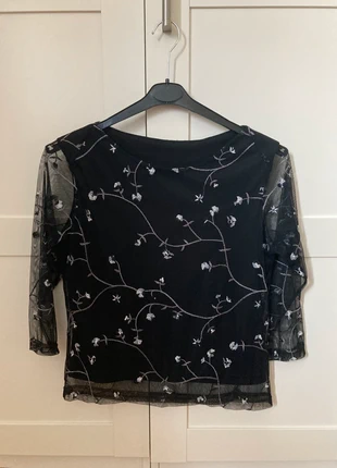 Bluse schwarz Tüll Stickereien 3/4 Ärmel, merk: Sonstiges, staat: Heel goed, maat: S / 36 / 8, € 13,00, € 14,35 inclusief Kopersbescherming