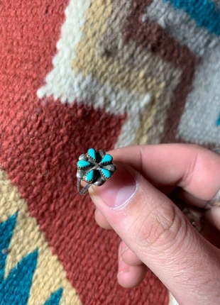 Bague fleur vintage turquoise argent sterling navajo southwest, brand: Navajo, condition: New without tags, size: 15.7 mm Ø, €39.00, €41.65 includes Buyer Protection Pro