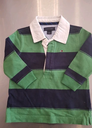 Laatste Tommy Hilfiger rugbypolo groen en marine blauw gestreept, maat 6/9 maanden (Nieuw), marca: Tommy Hilfiger, estado: Nuevo sin etiquetas, tamaño: 6-9 meses / 68 cm, 23,00 €, 24,85 € Protección al comprador incluida