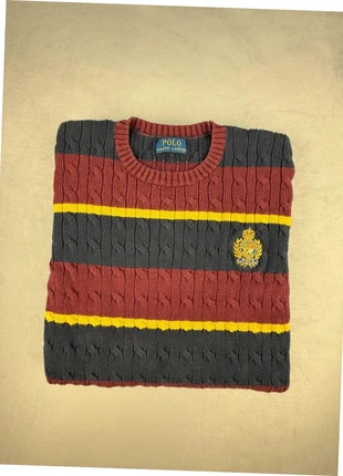 ralph lauren pull torsadé rayé bordeaux marine jaune écusson col rond coton femme taille XS “699”, marque: Ralph Lauren, état: Très bon état, taille: XS / 34 / 6, 38,00 €, 40,60 € Protection acheteurs (Pro) incluse