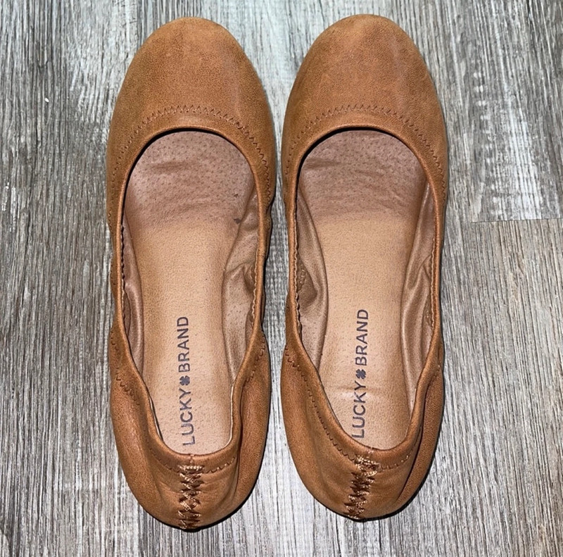 Brown Lucky Brand Emmie Leather Ballet Flats size 7.5 1