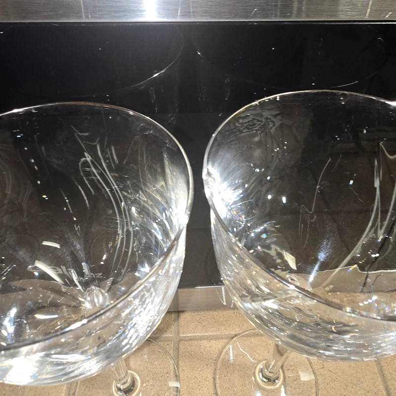 3 set of real crystal & real gold leaked edge wine glasses 4