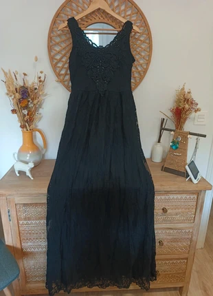 Vestido Desigual encaje negro • Christmas / Nochevieja party dress • Robe longue dentelle, marque: Desigual, état: Neuf avec étiquette, taille: S / 36 / 8, 65,00 €, 68,95 € Protection acheteurs incluse