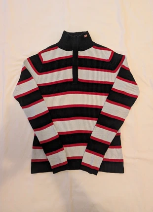 Half zip 1/4 zip col camionneur Ralph Lauren | Blanc Noir et rouge logo brodé cou | Taille M, brand: Ralph Lauren, condizioni: Ottime, taglia: M / IT 42 / EU 38, €20.00, €21.70 include la Protezione acquisti