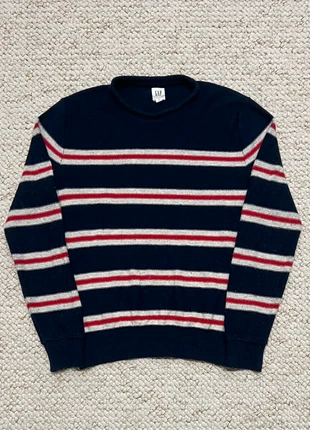 Pull col rond GAP rayé navy/rouge/gris laine mérinos – Taille XS, marca: GAP, estado: Muito bom, tamanho: XS / 34 / 6, €20.00, €21.70 inclui Proteção do Comprador