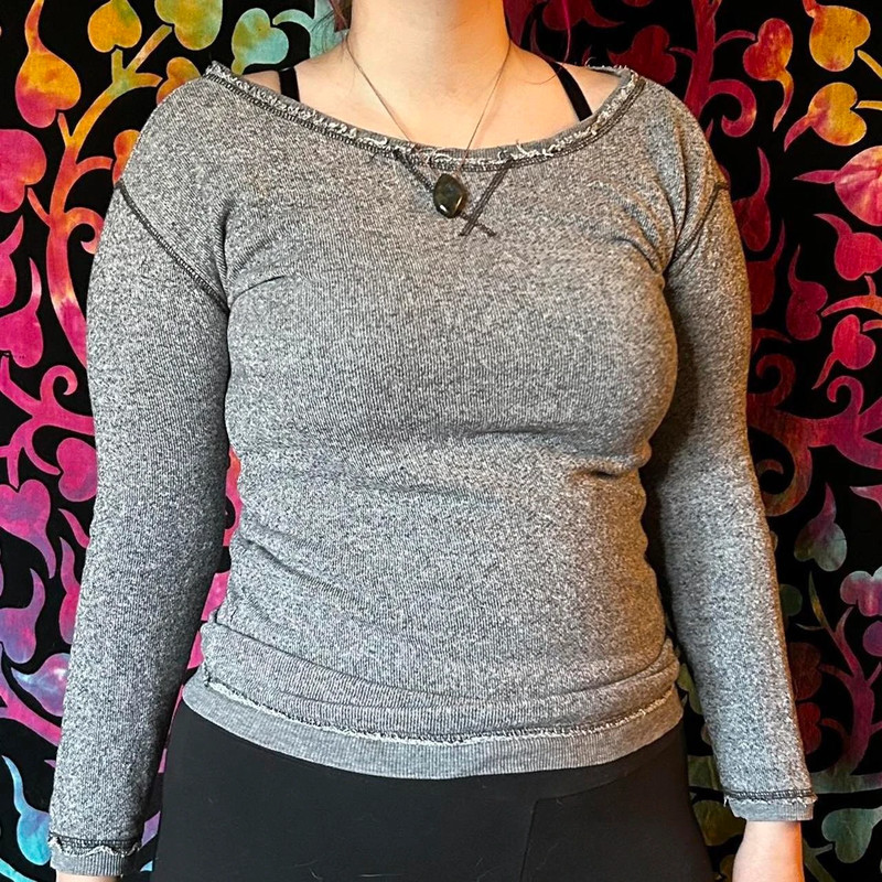 Aerie Distressed Grey sweatshirt 1