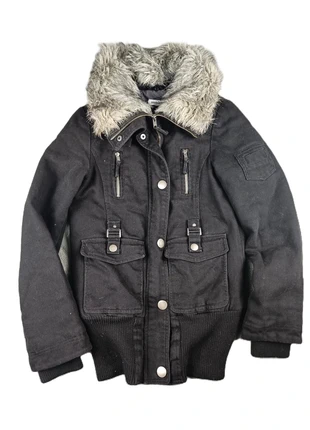 Blouson col fourrure aviateur avant garde japan style vintage Y2K cintré multipockets, brand: Vintage Dressing, condition: Very good, size: S / 36 / 8, €65.00, €68.95 includes Buyer Protection Pro