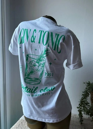 Superbe t-shirt blanc imprimé Gin & Tonic – 100% coton – Taille S, brand: JS Millenium, condition: Very good, size: S / 36 / 8, €18.00, €19.60 includes Buyer Protection