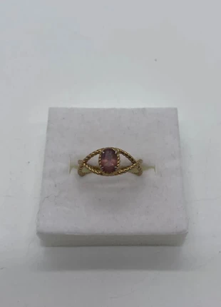 AK-Bague Dorée Vintage – Monture Torsadée & Pierre Rose Ovale, marca: Vintage Dressing, estado: Muy bueno, tamaño: 18,1 mm Ø / 18,5, 6,86 €, 7,90 € Protección al comprador Pro incluida