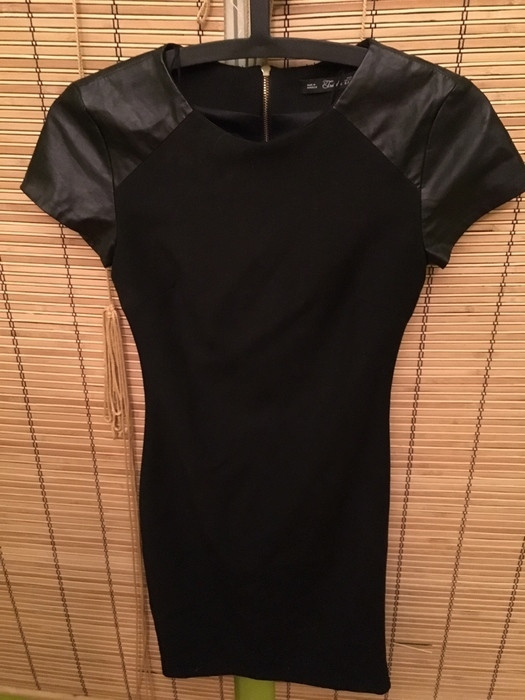 Robe habillée noir coton & cuir Zara 2