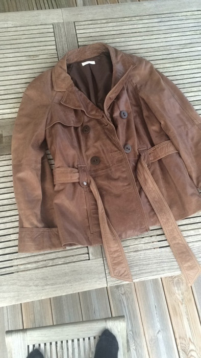 Manteau en cuir marron Promod 1