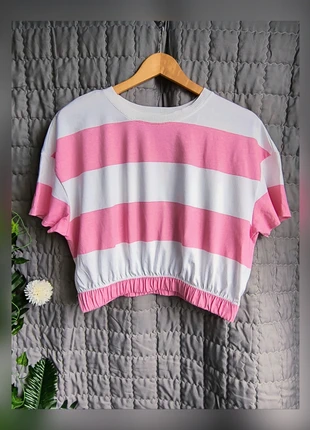 Top fluido de rayas blanco y rosa de Lefties, marque: Lefties, état: Neuf sans étiquette, taille: L / 40 / 12, 4,95 €, 5,90 € Protection acheteurs incluse