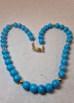 True vintage Kette Halskette Schmuck Plaste Türkis Blau Retro midcentury Rockabilly 60er 50er, merk: true vintage, staat: Goed, € 12,00, € 13,30 inclusief Kopersbescherming