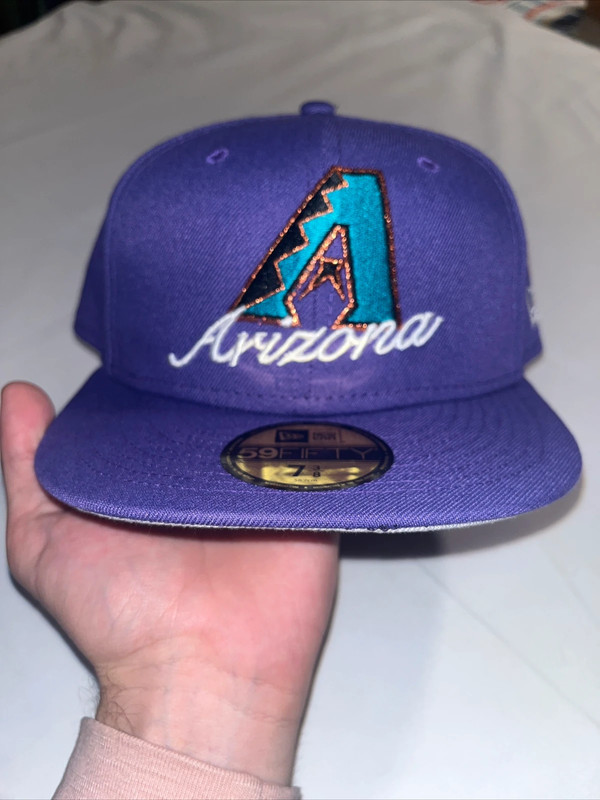 $50 New Era x Arizona Diamondbacks Size 7 3/8 Double Logo Fitted Hat Cap NWT 1