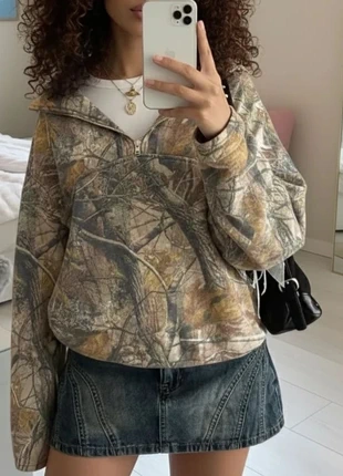 Pull-over femme ample demi-zip à motif arbre vintage – Taille S, marque: Runova, état: Très bon état, taille: S / 36 / 8, 39,00 €, 41,65 € Protection acheteurs incluse