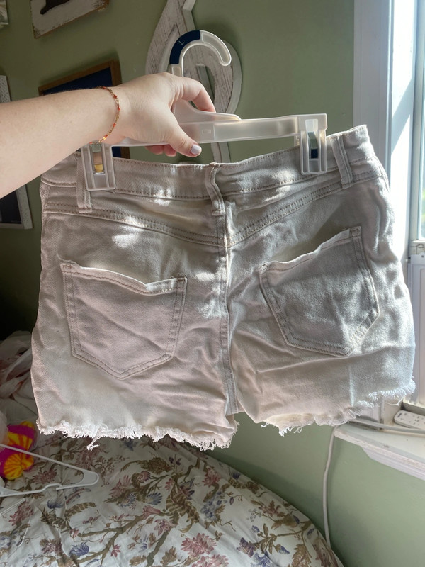 White Denim High-Waist Shorts 2