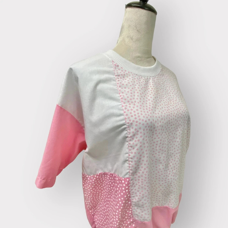 Lavon Vintage Abstract Shirt Pink White 5