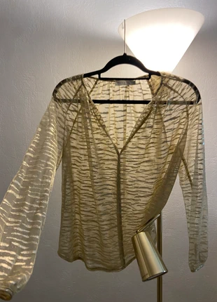Blouse dorée transparente, merk: See U Soon, staat: Heel goed, maat: S / 36 / 8, € 5,00, € 5,95 inclusief Kopersbescherming