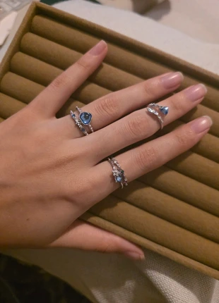 Sparkling Blue Gemstone Ring Set, brand: ring, condition: New without tags, size: Adjustable, £10.90, £12.15 includes Buyer Protection