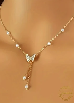 Collier doré papillon perles & strass (CO087), merk: Papillon, staat: Nieuw zonder prijskaartje, € 6,99, € 8,04 inclusief Kopersbescherming Pro