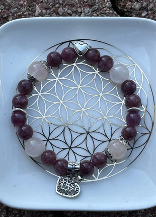 Bracelet en Lépidolite et Quartz rose, marque: Fait Main, état: Neuf sans étiquette, 12,00 €, 13,30 € Protection acheteurs incluse