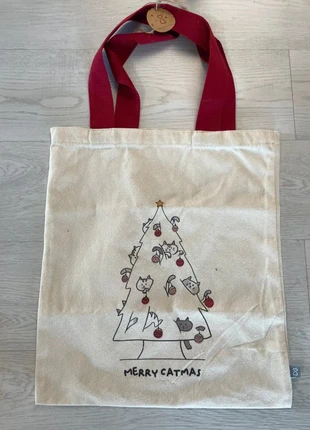 Chats - Tote Bag Merry Christmas Coton 35x45 cm réutilisable, merk: Muy mucho, staat: Nieuw met prijskaartje, € 6,00, € 7,00 inclusief Kopersbescherming
