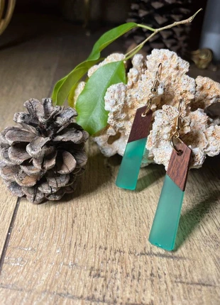 Boucles d'oreilles bois et résine Époxy , estado: Muy bueno, 3,00 €, 3,85 € Protección al comprador incluida