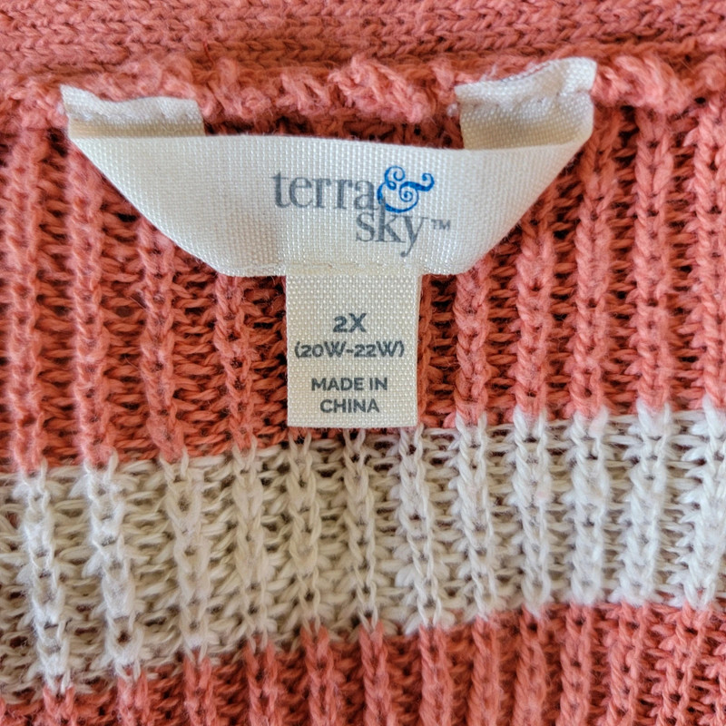 Terra & Sky 2x Orange and Gray Striped Long Knit Cardigan Sweater 5