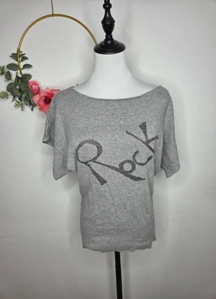 Pull fin in extenso gris clair message rock Pailleté manche courte chauve-souris taille M, marque: In Extenso, état: Très bon état, taille: M / 38 / 10, 1,00 €, 1,75 € Protection acheteurs incluse