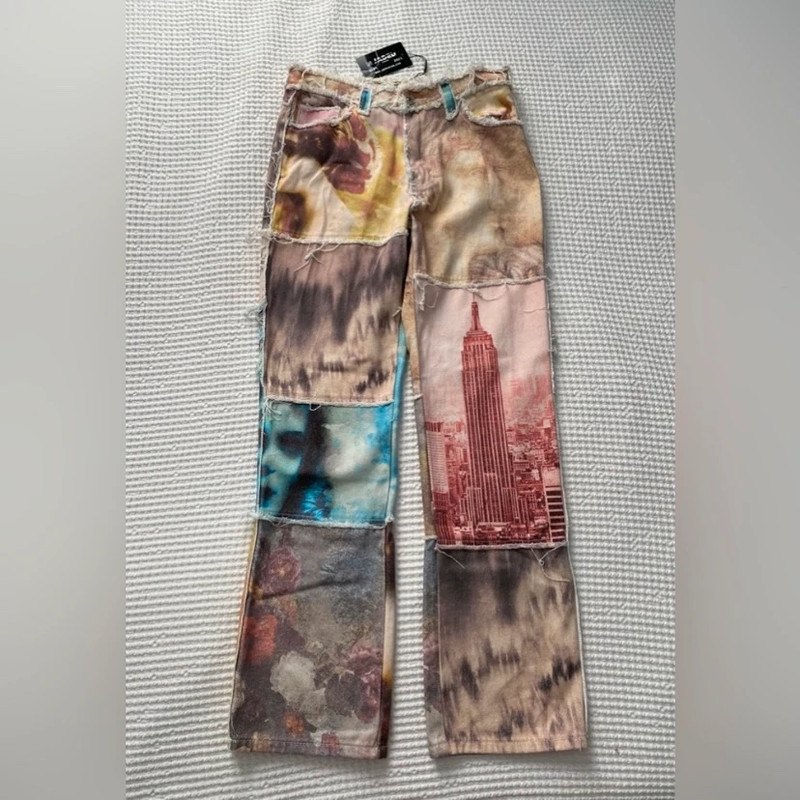 Jaded London raw hem city patchwork boyfriend jeans 1