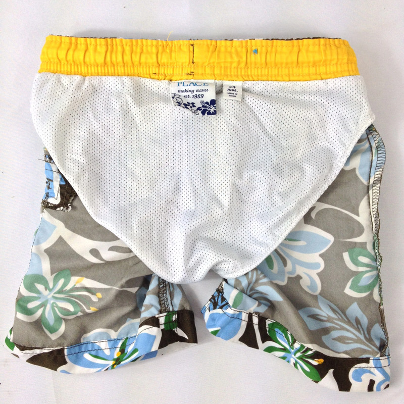 Place 1989 Boys Toddler Swim Trunk Shorts Brown & Blue Tropic Size 24 Months 4