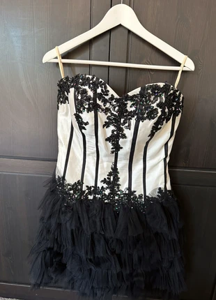 Zwart witte strapless jurk maat S, estado: Nuevo sin etiquetas, tamaño: S / 36 / 8, 9,00 €, 10,15 € Protección al comprador incluida