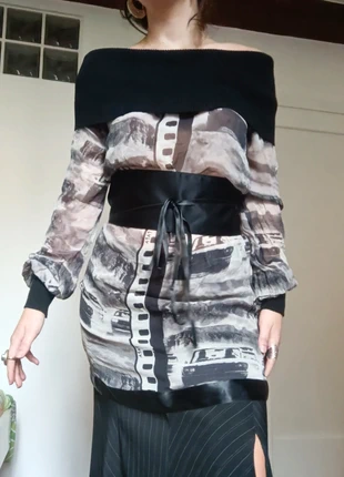 The most fairy grunge pure silk sweater blouse grey and black, marque: y2k, état: Très bon état, taille: L / 40 / 12, 19,00 €, 20,65 € Protection acheteurs incluse
