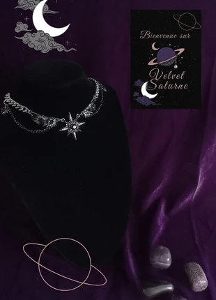Collier gothique soleil noir – Énergie cosmique Velvet Saturne, marca: Angel, estado: Muy bueno, 9,50 €, 10,68 € Protección al comprador Pro incluida