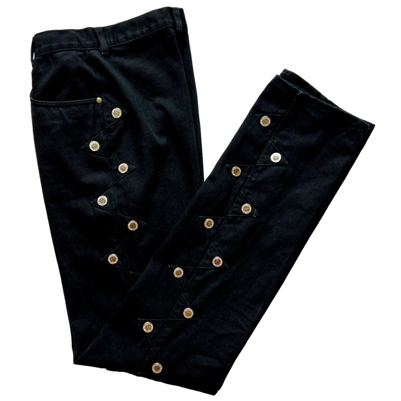 Vintage Women's Black Studded Lawman's 25.5" x 34" Bareback Western Cowboy Jeans 1