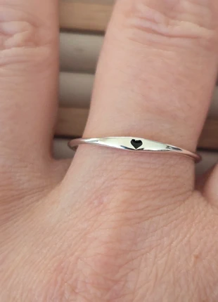 S925 sterling silver little black heart stacking ring (9-S), brand: Silver, condition: New without tags, size: 18.1 mm / P½, £9.50, £10.68 includes Buyer Protection Pro