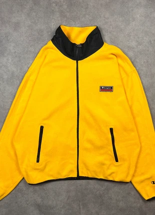 Sweat Polaire Zippé Champion Jaune Gilet Jaune Patch Brodé Vintage Rétro USA - Taille M Unisexe, brand: Champion, condizioni: Ottime, taglia: M, €29.00, €31.15 include la Protezione acquisti