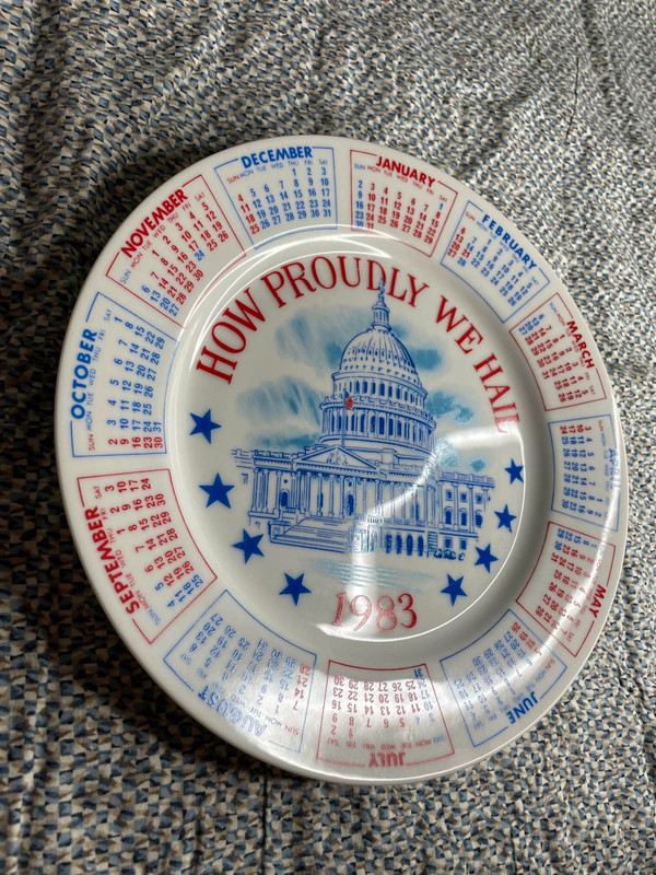 Spencer Gifts 1983 "How Proudly We Hail" Calendar Plate 3