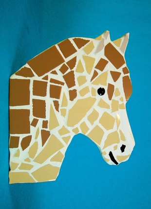 Mosaic Horse | Animal | Wall Art | Stone | Brown & Yellow, staat: Heel goed, € 4,00, € 4,90 inclusief Kopersbescherming