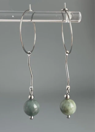 Orecchini artigianali minimal acciaio inox con smeraldo naturale – pezzo unico- cm 5, état: Très bon état, 12,00 €, 13,30 € Protection acheteurs incluse